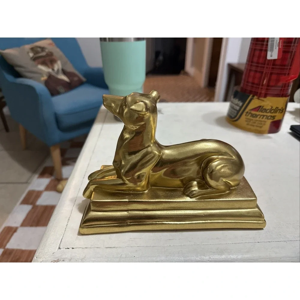 Golden Resin Regal Dog Statue Accent Piece